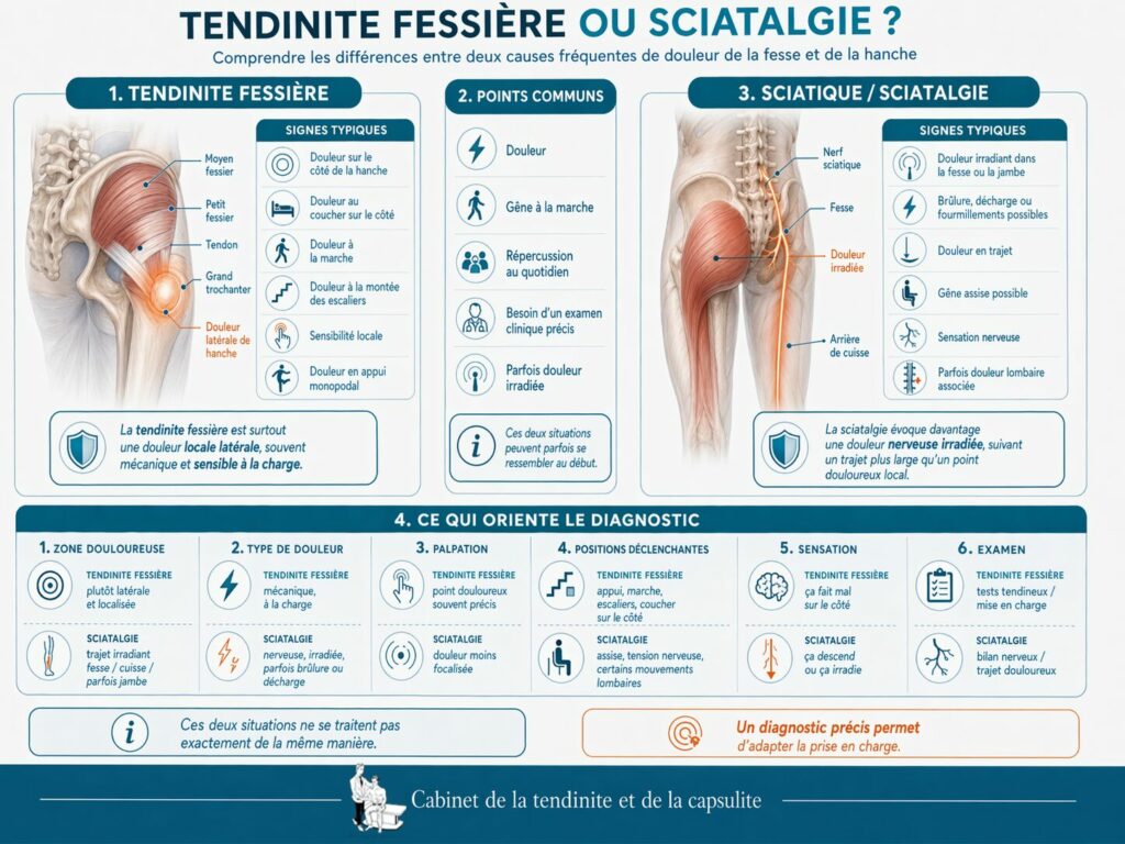 Infographie : comment savoir si ma douleur à la fesse est une sciatique ou une tendinite ?